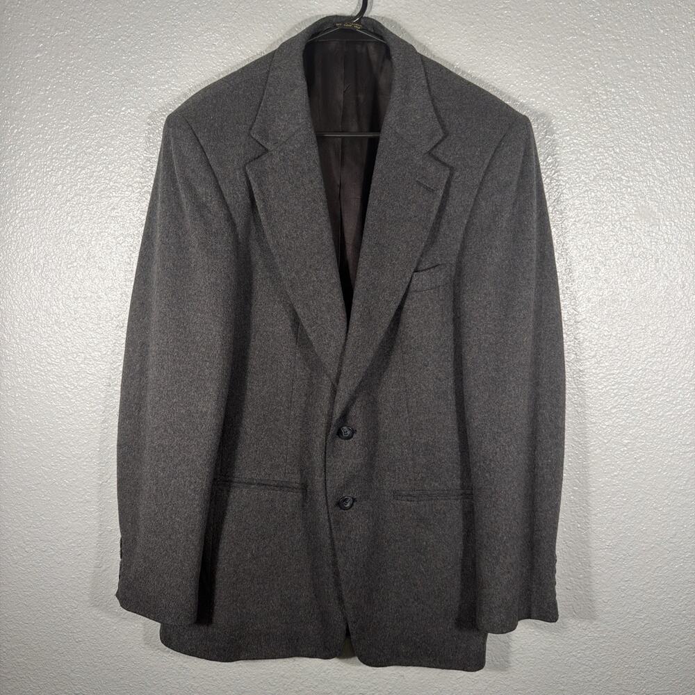 Vtg USA Made 41L Grey Wool Tweed Mens Blazer Suit Jacket Sport Coat